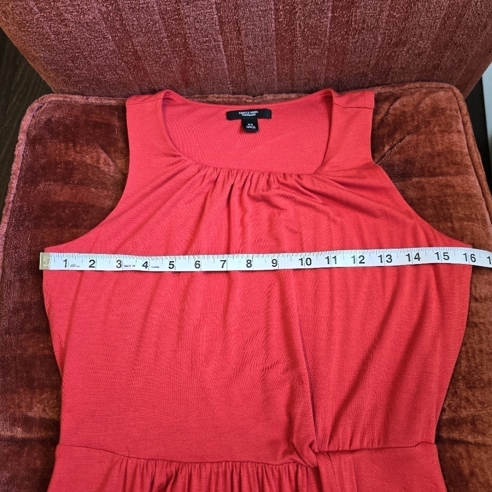Simply Vera Vera Wang Sleeveless Orange Dress Waist & Neckline Gathers Sz. XS - Picture 8 of 11